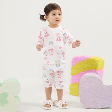 올로미미 아동용 통기성 핑키 오가닉 자카드 7부 실내복 세트 출산/유아동/유아동패션 반품 최저가 5,510원