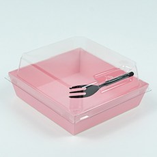 천운패키지 정사각 샌드위치 박스 핑크+ 포크 세트, 50세트 주방용품/일회용품/종이컵 반품 최저가 22,500원