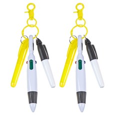 오마땅 4색볼펜 형광펜 마커 카라비너, 옐로우, 2개 문구/오피스/학용품/수업준비 반품 최저가 7,970원