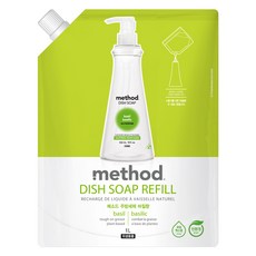 메소드 스마트 클린 주방세제 바질향 리필, 1개, 1L 생활용품/청소/주방세제 반품 최저가 4,870원