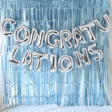 CONGRATULATIONS 은박풍선 커튼 세트, 실버, 1세트 문구/오피스/파티/이벤트 반품 최저가 4,370원