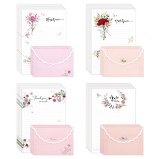 마음담아 카네이션 편지지 4종 세트, 감사합니다 + 사랑합니다 + Thankyou + 감사합니다두번째, 2개 문구/오피스/카드/엽서/봉투 반품 최저가 6,210원