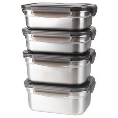 인콕 스텐콕 스텐 밀폐용기 세트, 1세트, 420ml(2P) + 580ml(2P) 주방용품/밀폐용기/반찬통 반품 최저가 28,950원