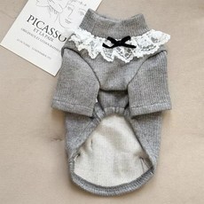 반려동물 알럽 라비 골지 레이스 티셔츠, 그레이, 1개 반려동물용품/고양이 용품 반품 최저가 5,440원