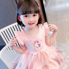 유블리 여아용 하태콘 소매프릴 유니콘 반팔 여름 원피스 출산/유아동/유아동패션 반품 최저가 10,140원