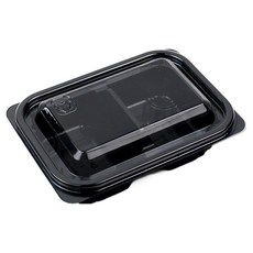 아이엔피 사각 샐러드 용기 2칸 블랙 14 x 10 x 3.6 cm 185ml SK-202-2, 100개, 1개입 주방용품/일회용품/종이컵 반품 최저가 15,510원