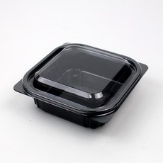 아이엔피 블랙 사각 샐러드 용기 340ml 13.4 x 13.4 x 3.8 cm SK-105, 50개, 1개입 주방용품/일회용품/종이컵 반품 최저가 9,830원