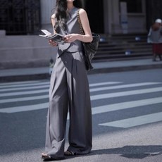 비비에모 씨밀라 여름 정장 사선 민소매 + 와이드 팬츠 세트 10373 패션의류/잡화/여성패션 반품 최저가 44,130원