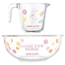 파이렉스 노티드 유리 계량컵 500ml + 믹싱볼 2.4L 세트, 혼합색상, 1세트 주방용품/주방잡화 반품 최저가 25,690원