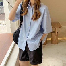 피어니스트 여성용 컬리지 스타일 루즈핏 반팔 카라 셔츠 패션의류/잡화/여성패션 반품 최저가 14,060원