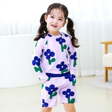 bayb 여아용 라비앙 래쉬가드 상하의 + 수영모 세트 출산/유아동/유아동패션 반품 최저가 27,900원