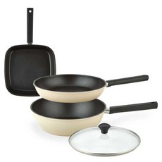 퀸센스 샌드 후라이팬 세트 4개, 베이지, 사각팬 27cm + 후라이팬 28cm + 궁중팬 28cm + 유리뚜껑 28cm, 1세트 주방용품/냄비/프라이팬 반품 최저가 23,680원