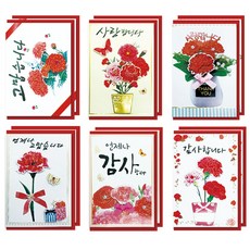 1500 카네이션카드 6종 W15-2, 혼합색상, 2세트 문구/오피스/카드/엽서/봉투 반품 최저가 5,350원