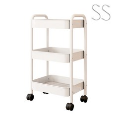 엠디유마켓 프리미엄 이동식 철제 트롤리 3단 + 스텐 S자 고리 2p 세트, 화이트 홈인테리어/가구 반품 최저가 14,240원