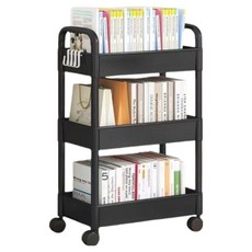 르벤라움 공간활용 이동식 슬림 감성 트롤리 3단 + 후크 4p 세트, 블랙 홈인테리어/싱글하우스 반품 최저가 9,720원