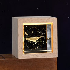 연하 크리스탈 큐브 우드 프레임 LED 무드등, 달 고래 출산/유아동/수유용품 반품 최저가 7,020원