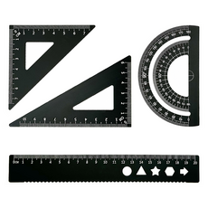 디엔오 스테인레스 삼각자 + 각도기 + 자 세트, 블랙, 1세트 문구/오피스/학용품/수업준비 반품 최저가 5,900원