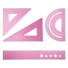 디엔오 스테인레스 삼각자 + 각도기 + 자 세트, 핑크, 1세트 문구/오피스/학용품/수업준비 반품 최저가 4,950원