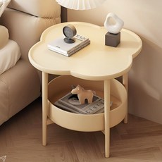 바투하루 네잎클로버 원형 침대 사이드 테이블, 아이보리 홈인테리어/가구 반품 최저가 14,530원