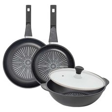 인터쿡 클래식 후라이팬 세트 4개, 블랙, 1세트, 28cm 후라이팬 + 20cm 후라이팬 + 28cm 파티웍 + 유리뚜껑 주방용품/냄비/프라이팬 반품 최저가 30,360원