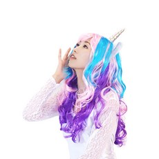 여신 유니콘 가발, 민트 + 핑크 + 퍼플, 1세트 문구/오피스/파티/이벤트 반품 최저가 7,990원