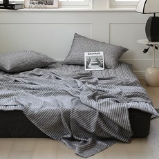 베이직톤 시원한 인견 스트라이프 홑이불, 차콜 홈인테리어/침구 반품 최저가 12,270원
