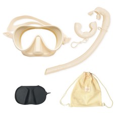 마더웍스 키즈 스노쿨링 롤업 고글 + 스노클 + 케이스 + 메쉬백팩 세트, 크림 완구/취미/물놀이/계절완구 반품 최저가 21,110원