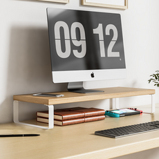 데일리온 인테리어 모니터 받침대 70 x 20 x 8 cm, 원목 + 화이트 문구/오피스/사무용품 전문관 반품 최저가 19,950원
