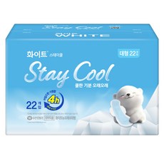 화이트 스테이쿨 생리대 날개형, 대형, 22개입, 1세트 생활용품/일반생리대 반품 최저가 4,910원