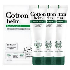 코튼하임 덴탈에이지 고불소 구취케어 치약 쿨링아쿠아민트향, 120g, 3개 생활용품/구강/면도 반품 최저가 8,620원