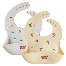 원더파파 아기 실리콘 방수 이유식 턱받이 2종 세트, 바닐라 레몬 + 그레이 자동차, 1개입, 1세트 출산/유아동/출산준비물/선물 반품 최저가 7,740원