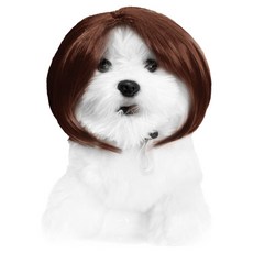 메종퓨프 강아지 펫 가발 코스튬 파티 생일 축하 가르마단발, 브라운, 1개 반려동물용품/고양이 용품 반품 최저가 5,440원