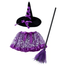 여아용 마녀 코스튬 스커트 + 모자 + 빗자루 세트 완구/취미/역할놀이 반품 최저가 13,580원
