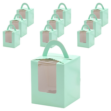 메리벨르 종이 손잡이 선물 포장 박스 투명창 답례품 상자 1구 9.2 x 9.2 x 11 cm, 민트, 10개 문구/오피스/데코/포장용품 반품 최저가 7,220원