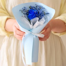 센트바스켓 비누 장미꽃 시네신스 생화 프리저브드 한송이 꽃다발, 블루 홈인테리어/원예/가드닝 반품 최저가 5,310원