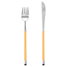 보겐 투톤 커트러리 1인 세트, 헤드(실버), 손잡이(비타민), 1세트, 디너포크 + 디너나이프 주방용품/수저/커트러리 반품 최저가 12,700원