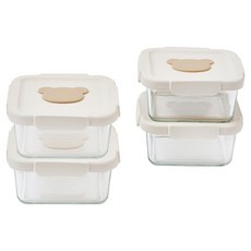 글라스락 베이비 곰돌이캡 정사각 이유식 보관용기, 450ml, 4개 주방용품/밀폐저장/도시락 반품 최저가 23,380원
