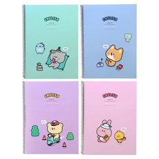 핑크풋 쪼꼬미친구들 3줄 영어노트 4종 세트, sky blue, mint, purple, pink, 1세트 문구/오피스/노트/메모지 반품 최저가 3,910원