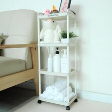 마켓플랜 이동식 카트 스퀘어 선반 트롤리 4단, 화이트 홈인테리어/싱글하우스 반품 최저가 5,320원
