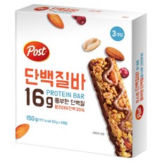 포스트 단백질바 3p, 150g, 1개 헬스_건강식품/헬스보충식품 반품 최저가 3,940원