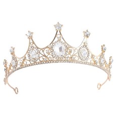 코히모 브라이덜 샤워 셀프 웨딩 생일 파티 촬영 소품 티아라 왕관 5W0502, 1개, 화이트 + 골드 완구/취미/역할놀이 반품 최저가 5,580원