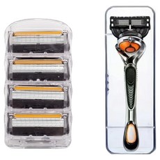와이제이샵 회전헤드 5중날 면도기 + 면도날 4p 세트, 1세트 생활용품/면도기/날 반품 최저가 6,530원