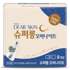 디어스킨 에어엠보 슈퍼롱 오버나이트 뉴 생리대 날개형, 오버나이트 이상, 8개입, 1개 생활용품/생리대/성인용기저귀 반품 최저가 3,500원