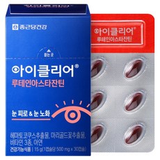 아이클리어 루테인아스타잔틴, 30정, 1개 식품/사과식초/땅콩버터 외 반품 최저가 15,040원