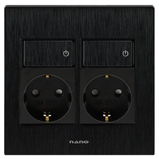 나노 전기 아트2 심플 스위치부 2구 콘센트 올블랙, 1개 생활용품/생활전기용품 반품 최저가 9,030원