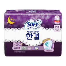 쏘피 한결 생리대 날개형, 슈퍼롱, 10개입, 1개 생활용품/일반생리대 반품 최저가 3,100원