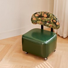 순잠 빈티지풍 등받이형 로우체어 만능 바퀴 스툴, 그린, 1개 홈인테리어/싱글하우스 반품 최저가 22,710원