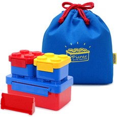 옥스포드 아동용 블럭 런치박스 + 보온보냉 파우치, 블루, 1세트 주방용품/유아동물병/도시락 반품 최저가 18,420원