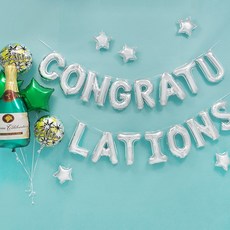 축하파티장식 풍선세트, 샴페인병 콩그레이츄 실버, 1세트 문구/오피스/파티/이벤트 반품 최저가 15,500원