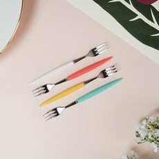 에펠 실버 티포크 4종 세트 B, 화이트 + 코랄 + 비타민 + 민트, 4세트 주방용품/포크/디저트포크 반품 최저가 9,520원